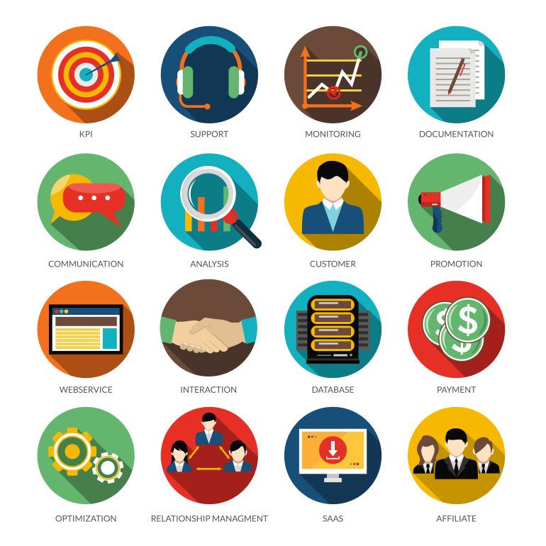 Different benefits of CRM listed as icons
