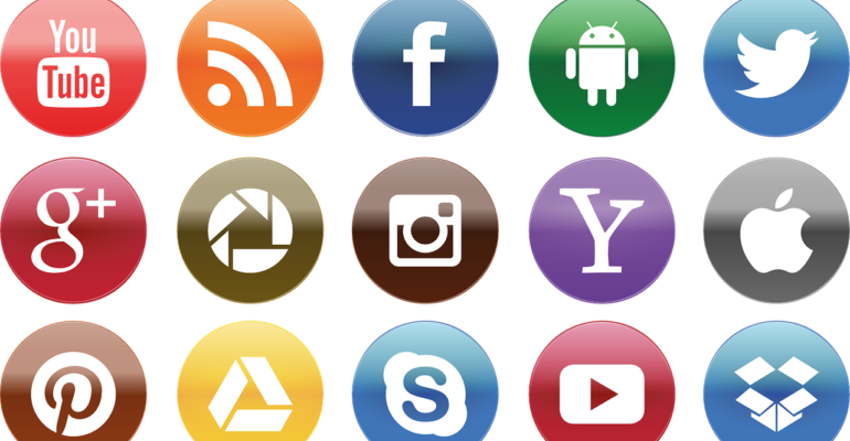 A grid of icons for different social media platforms.