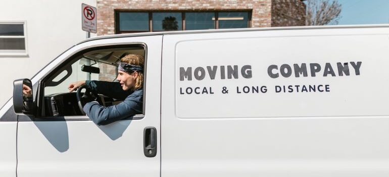 A moving truck without a clear logo, showing what you need to tackle in order to generate moving company leads.