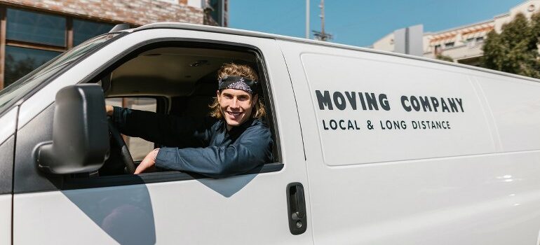 A moving company van.